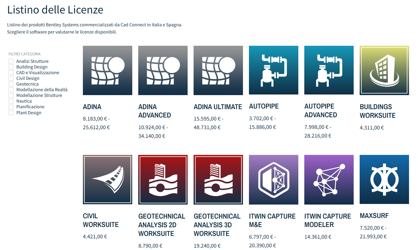 Pagina listino - Cad Connect
